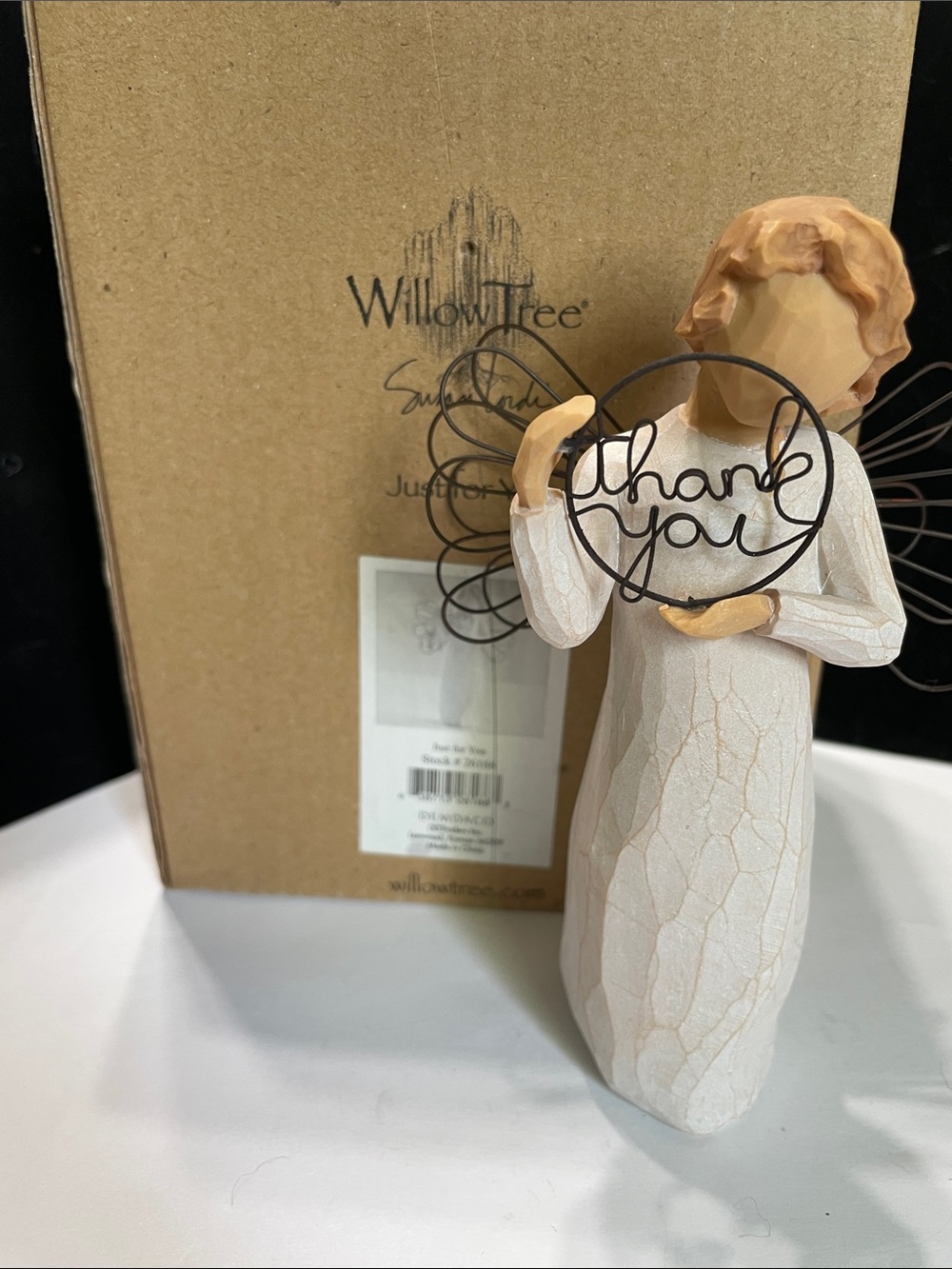 Willow Tree Angel Figurine “Just For You” Holding 'Thank You' Wire